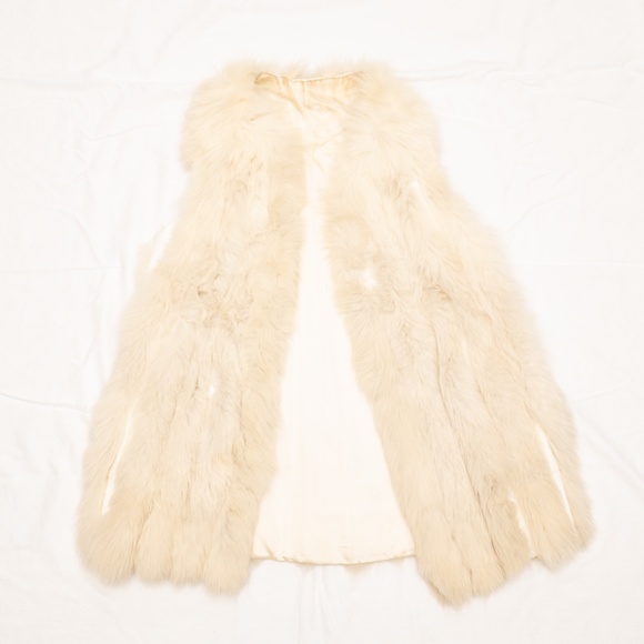 Vintage White Rabbit Fur/Leather Vest - Picture 3 of 4
